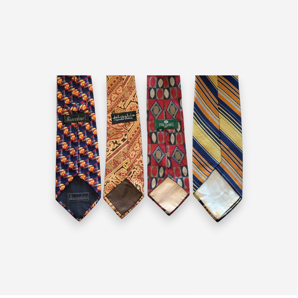 4 Piece Vintage Silk Tie Bundle Barcelino Tom James Saks - Picture 7 of 8